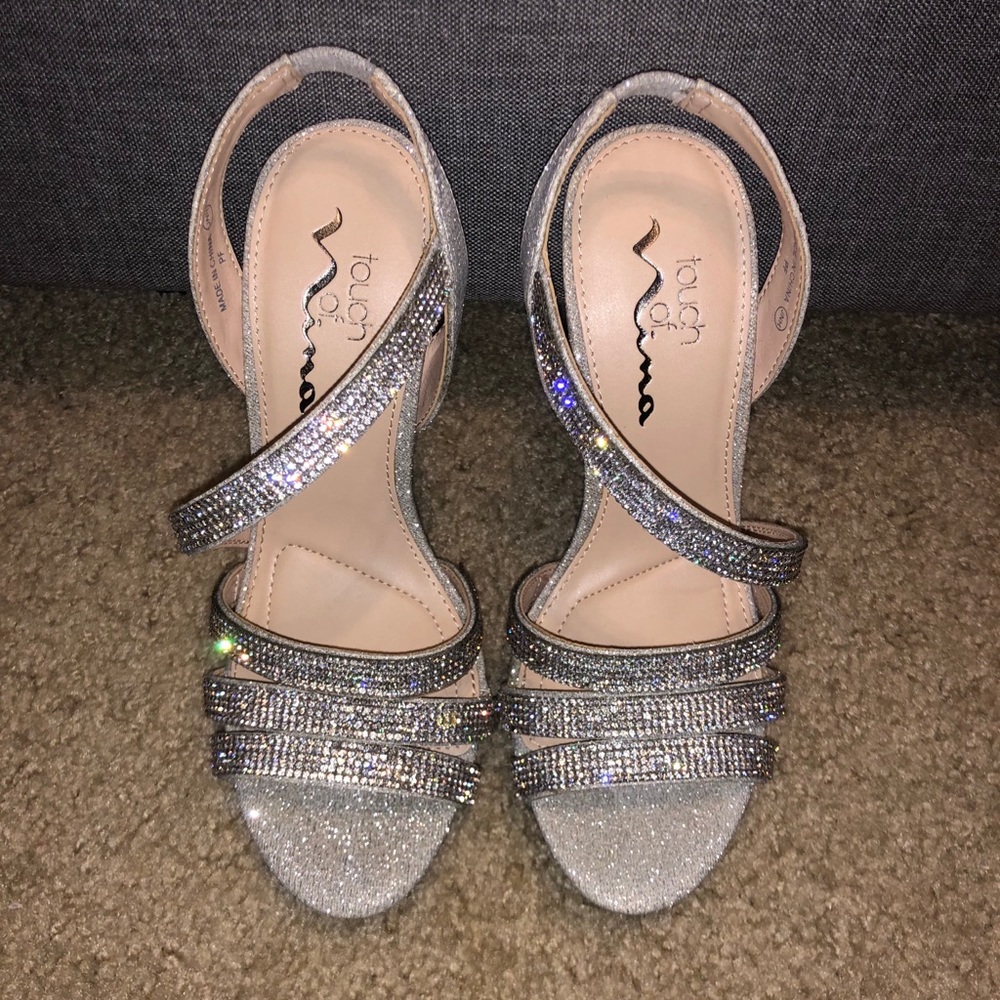 Silver 5’’ platform pageant heels
